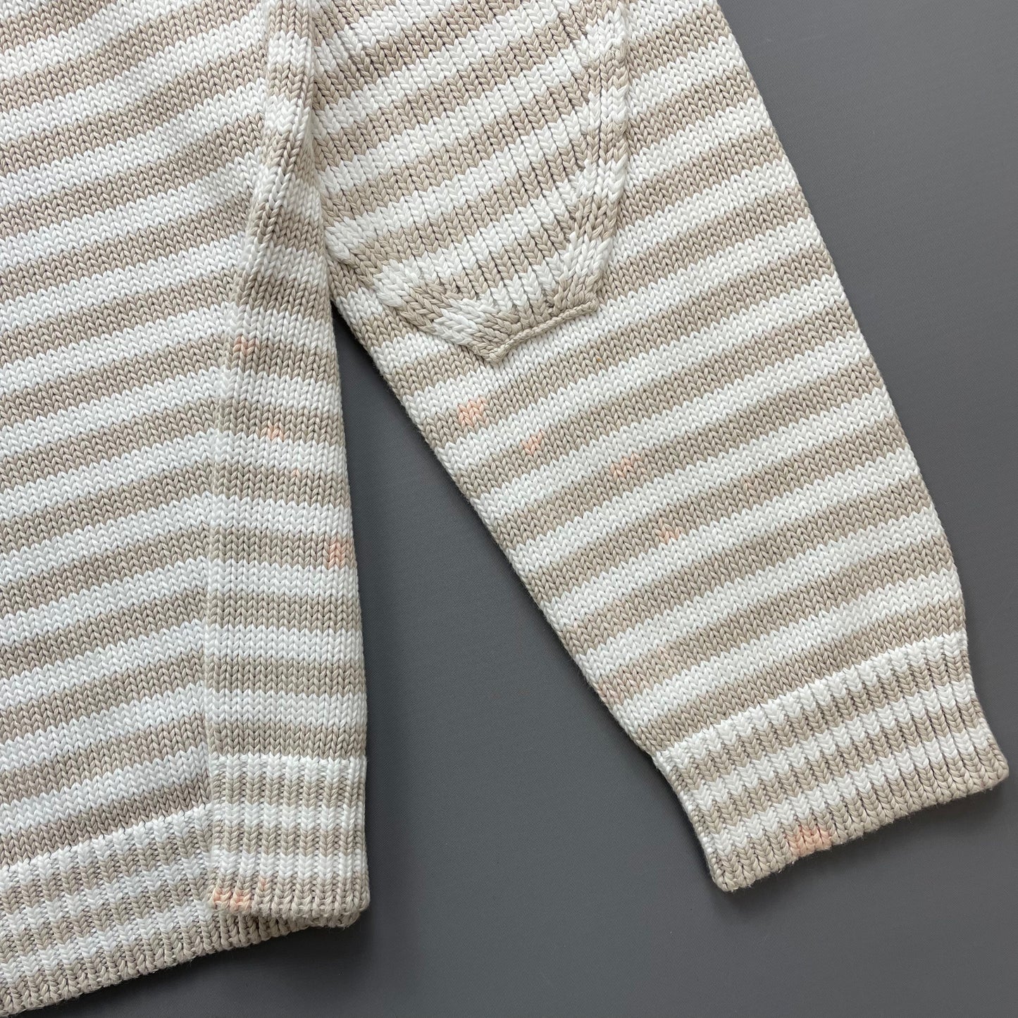Prada White/Beige 2016 Striped Elbow Panel Knit Jumper