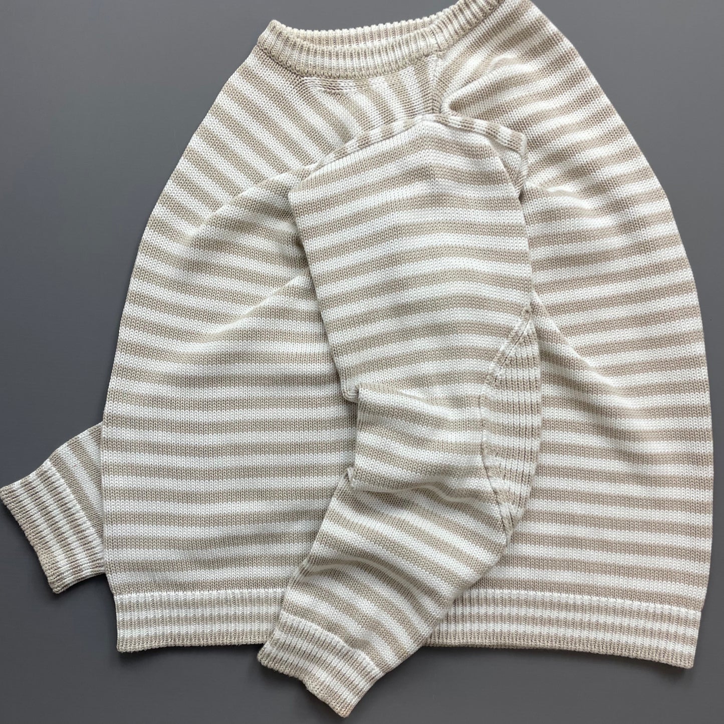 Prada White/Beige 2016 Striped Elbow Panel Knit Jumper