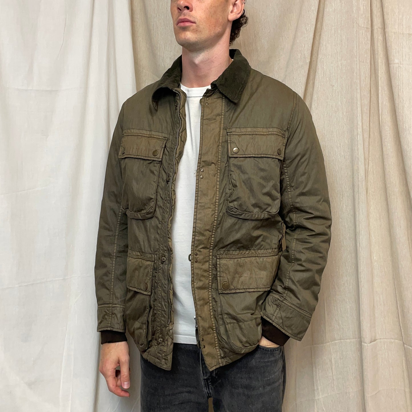 C.P. Company Brown Multi-Pocket Fireman Clasp Lined & Padded Jacket