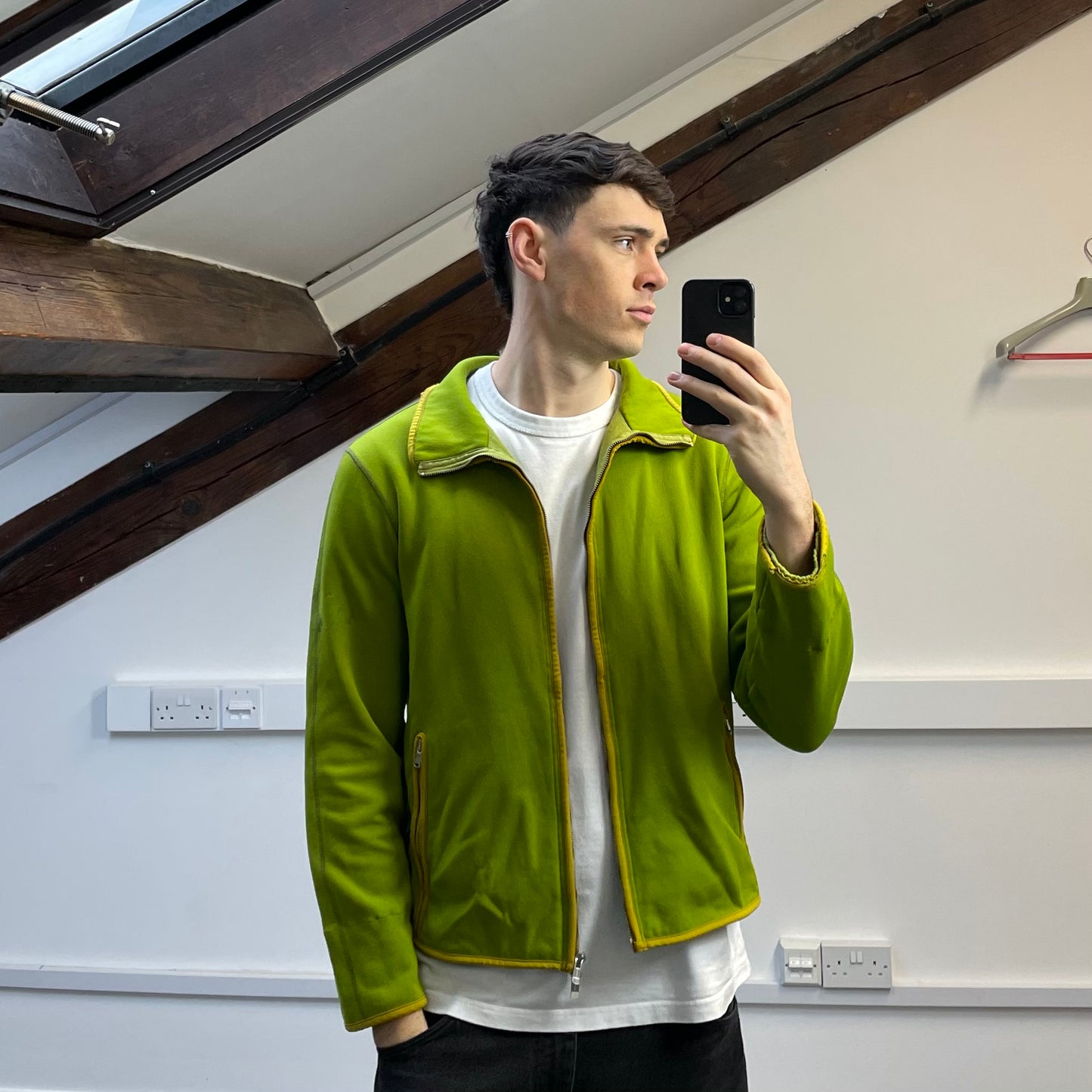 C.P. Company Lime Green Zip-Through Scuba Fleece Jacket