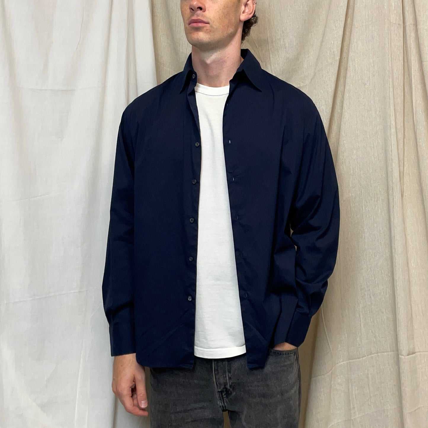 Prada Milano Navy 90s Formal Shirt