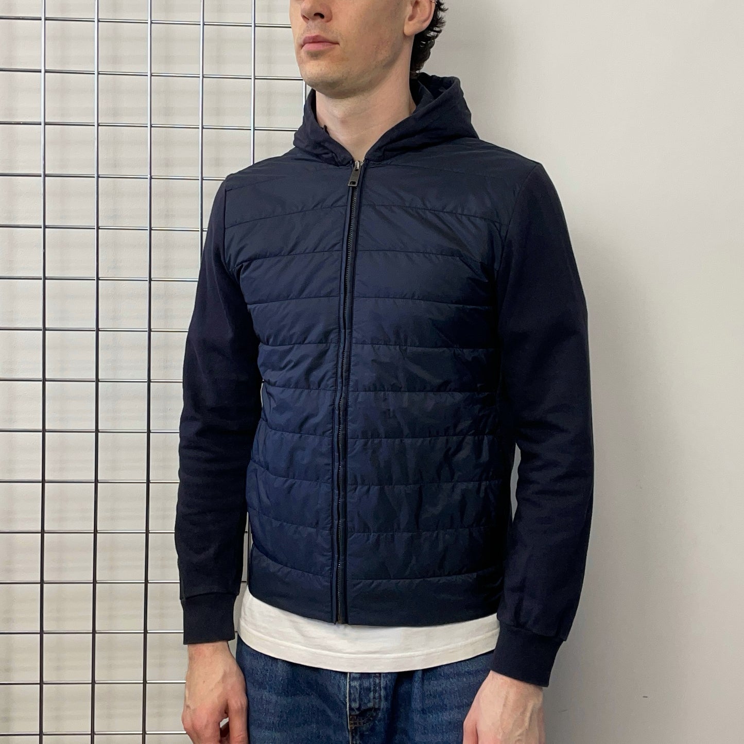 Prada Sport Navy 2019 Padded Hybrid Hooded Jacket