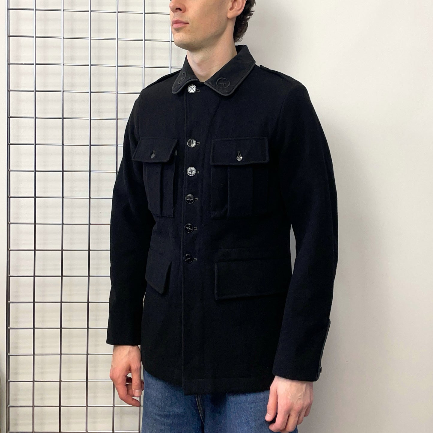 Stone Island Denims Black AW06 Wool Military Overcoat