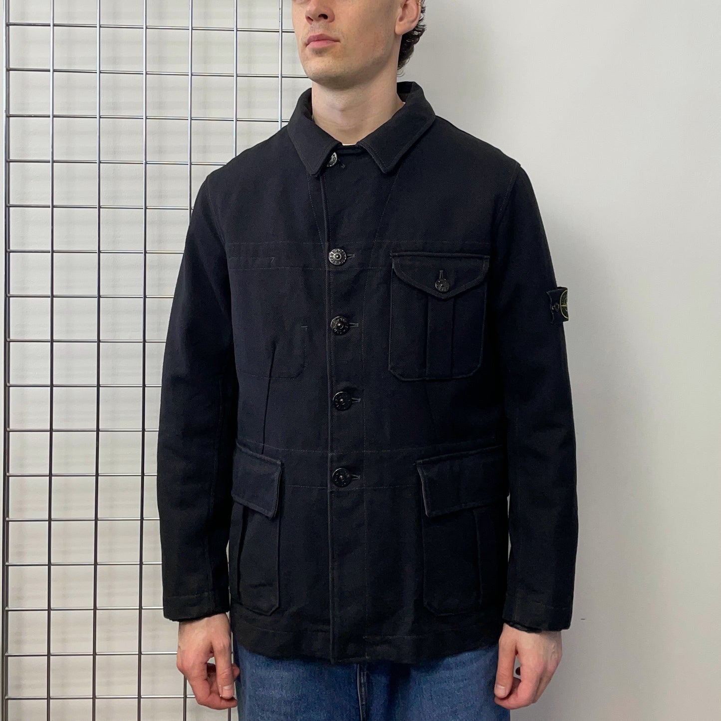 Stone Island Black/Navy Grey AW06 Wool & Nylon Canvas Dutch Rope Liner Field Jacket