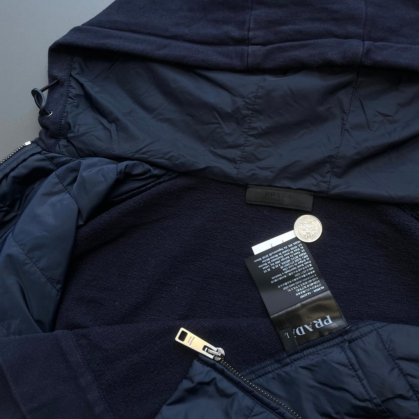 Prada Sport Navy 2019 Padded Hybrid Hooded Jacket