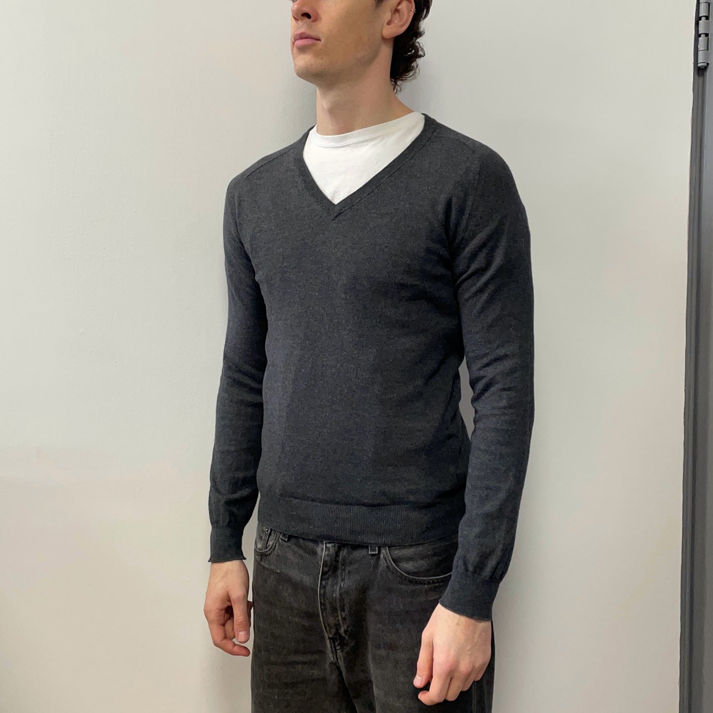 Prada Sport Grey 2008 Cashmere V-Neck Knit Jumper