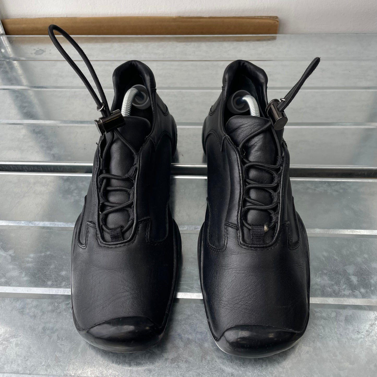 Prada Sport Black SS99 Leather Toggle Trainers