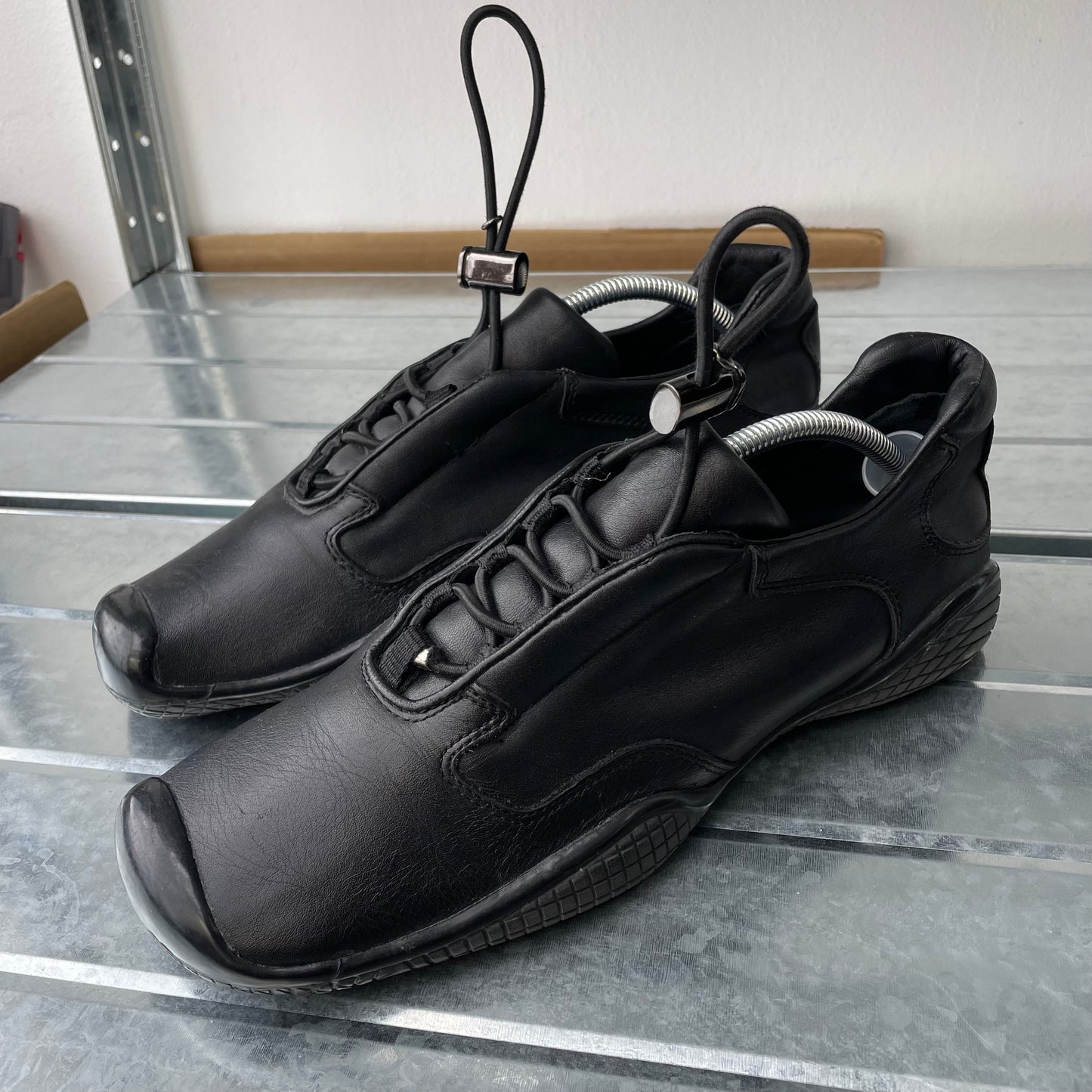 Prada Sport Black SS99 Leather Toggle Trainers