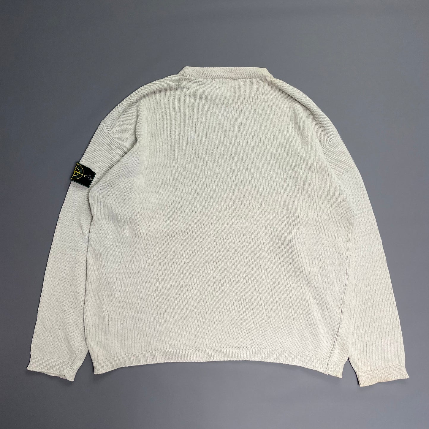 Stone Island SS96 Cream Knit Jumper with Green Edge Badge