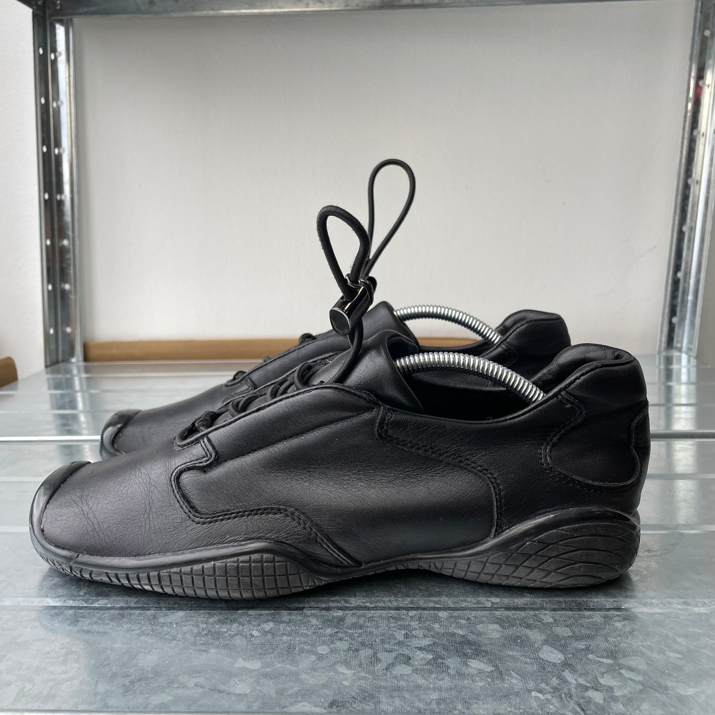 Prada Sport Black SS99 Leather Toggle Trainers