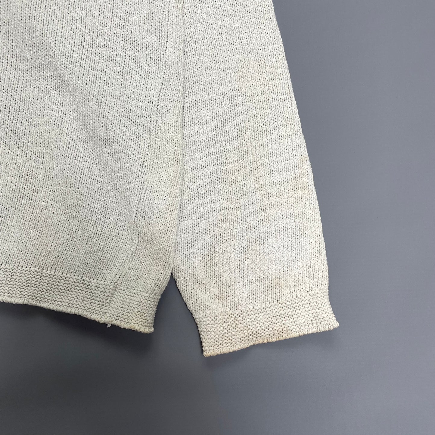 Stone Island SS96 Cream Knit Jumper with Green Edge Badge