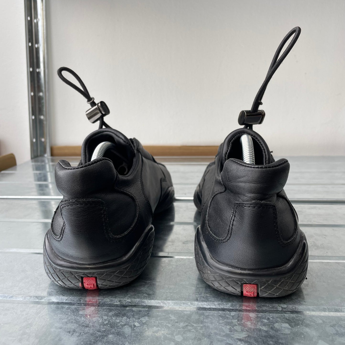 Prada Sport Black SS99 Leather Toggle Trainers