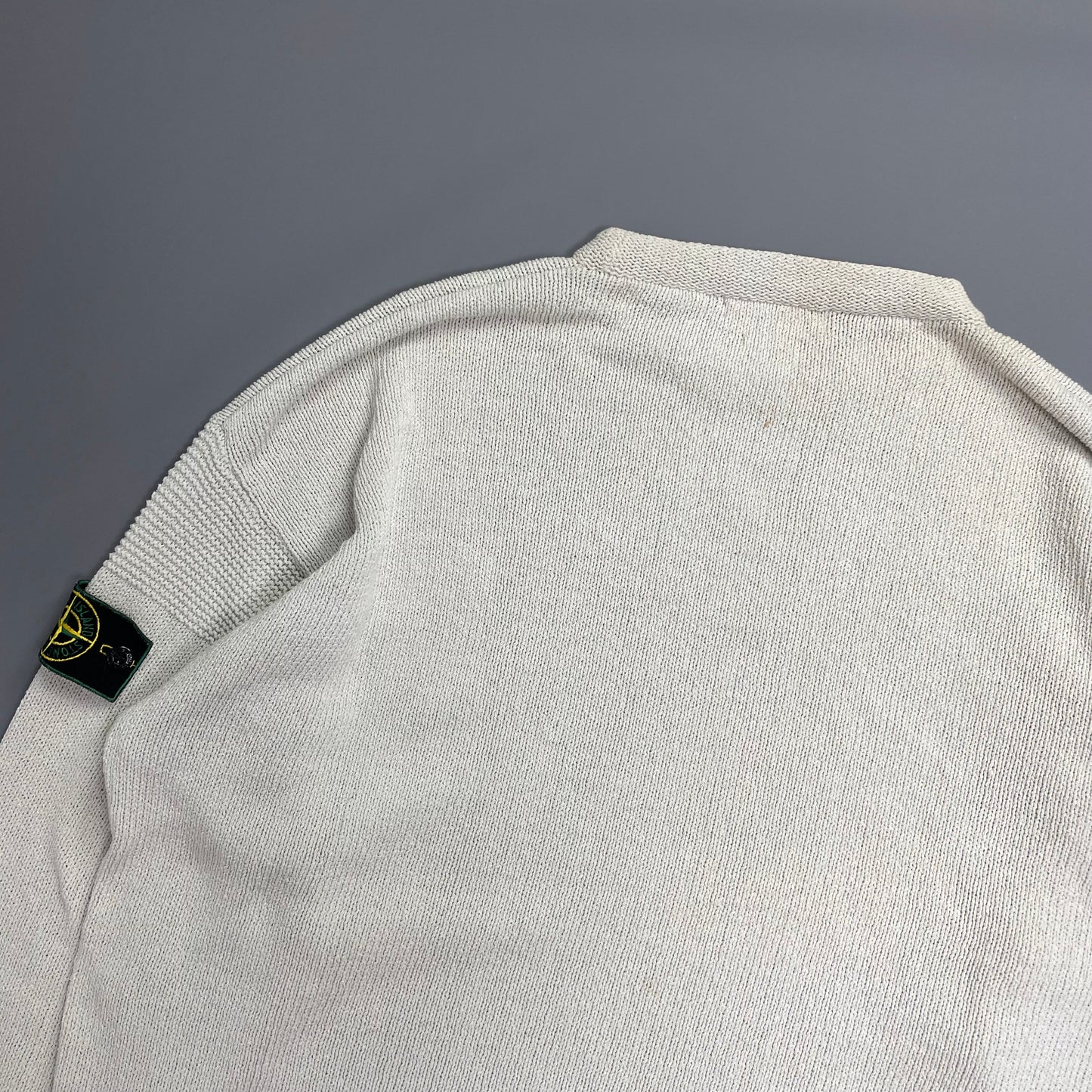 Stone Island SS96 Cream Knit Jumper with Green Edge Badge