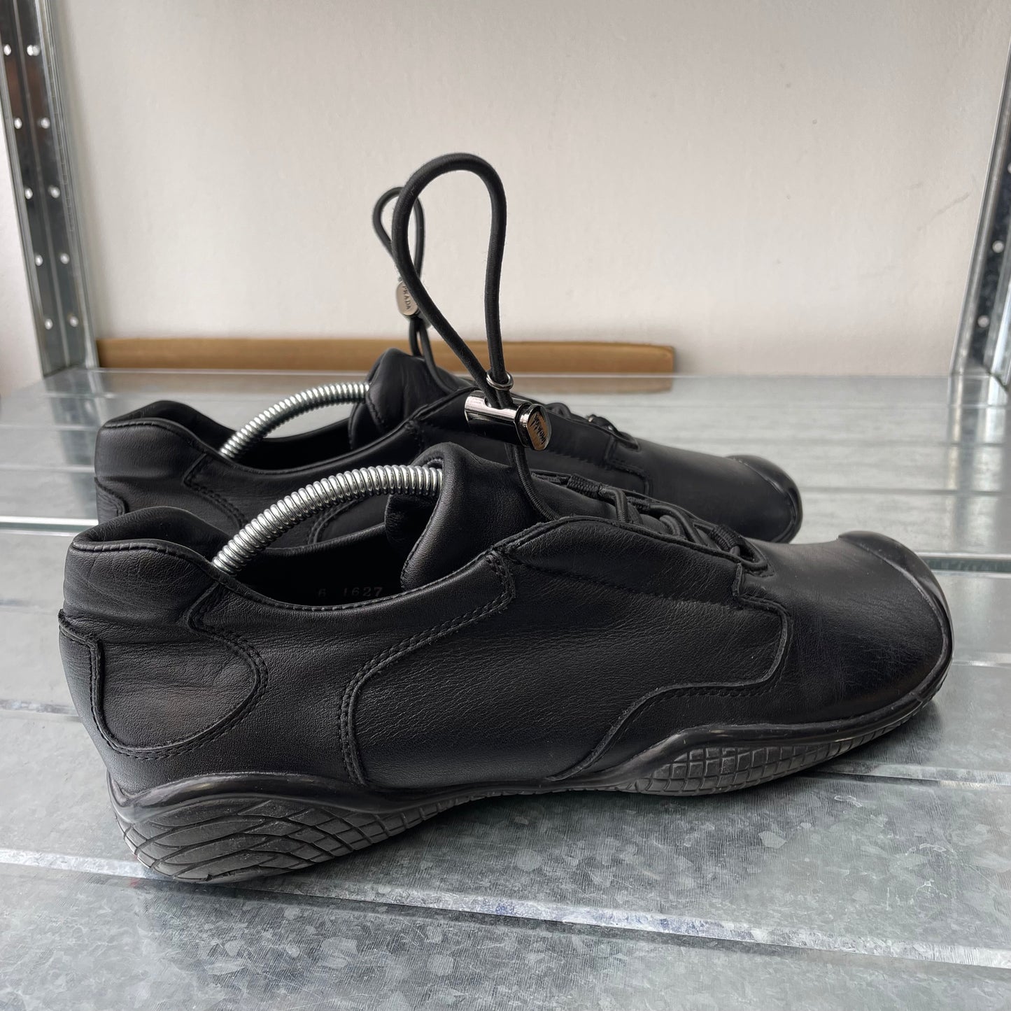 Prada Sport Black SS99 Leather Toggle Trainers