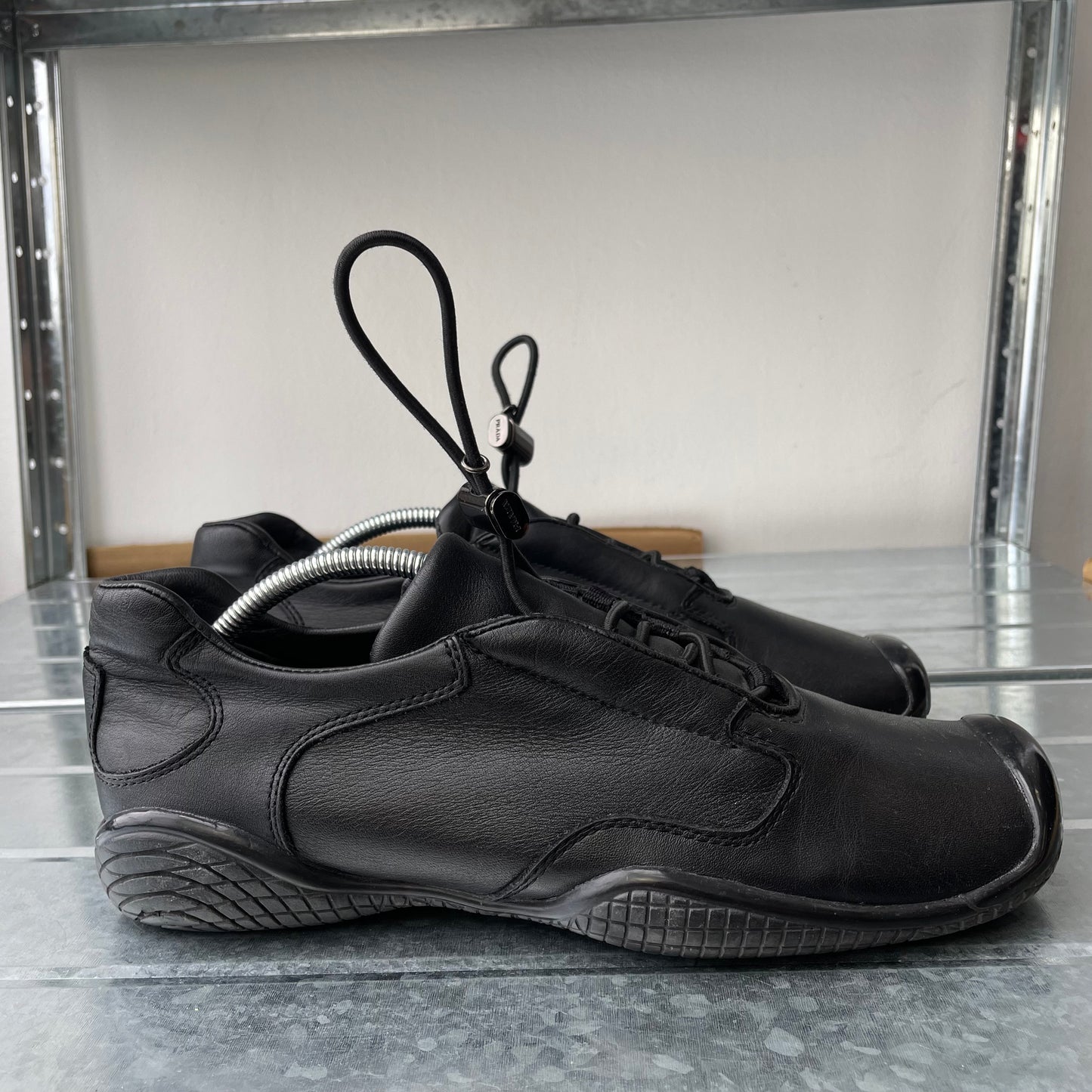 Prada Sport Black SS99 Leather Toggle Trainers