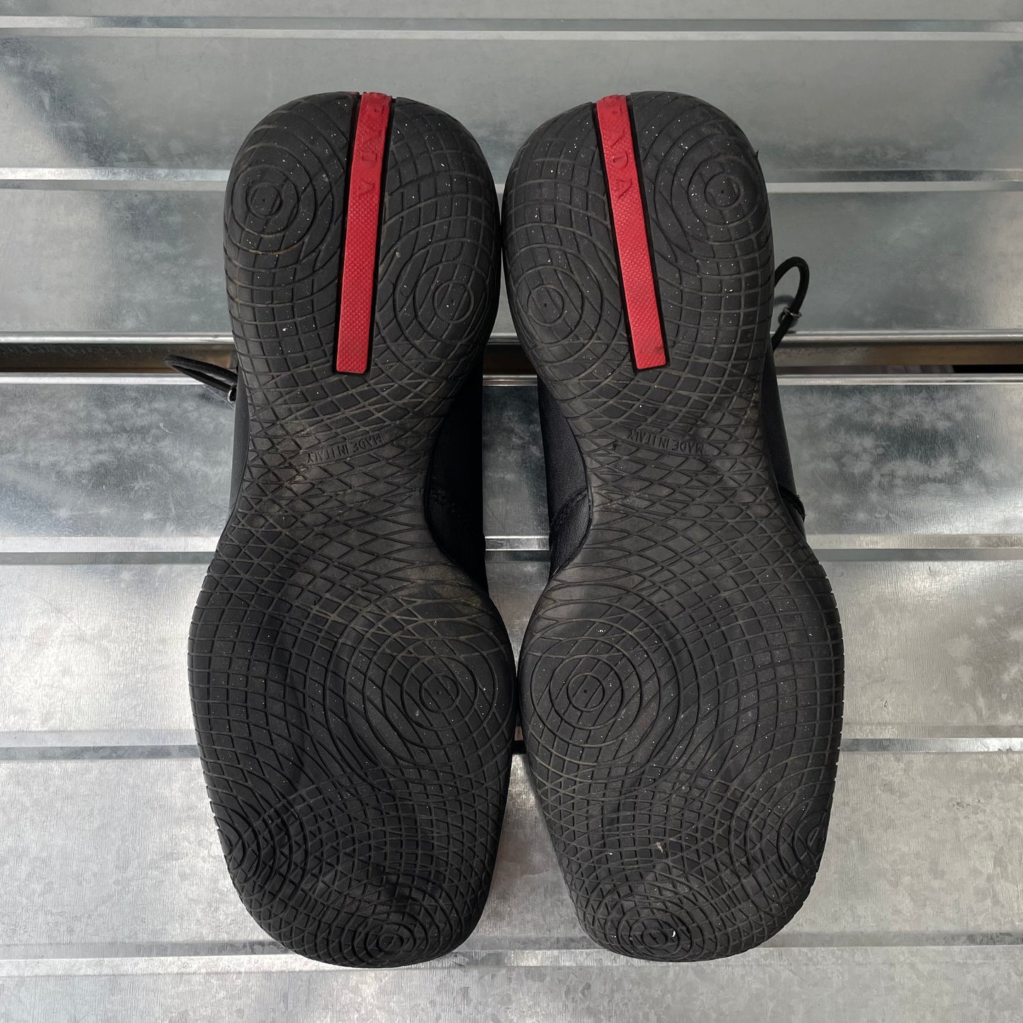 Prada Sport Black SS99 Leather Toggle Trainers
