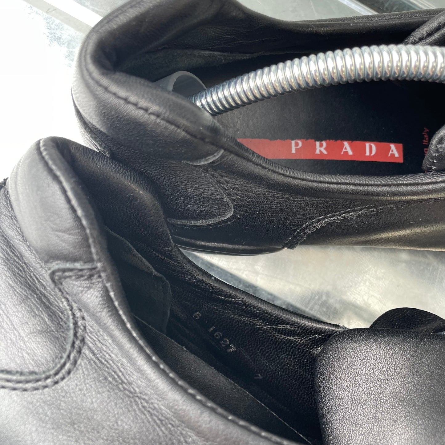 Prada Sport Black SS99 Leather Toggle Trainers