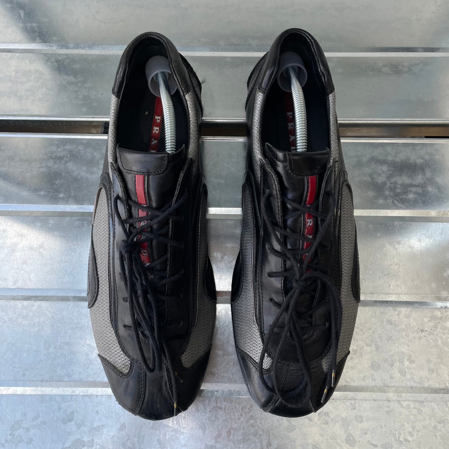 Prada Black & Grey 00s Monte Carlo Leather Trainers