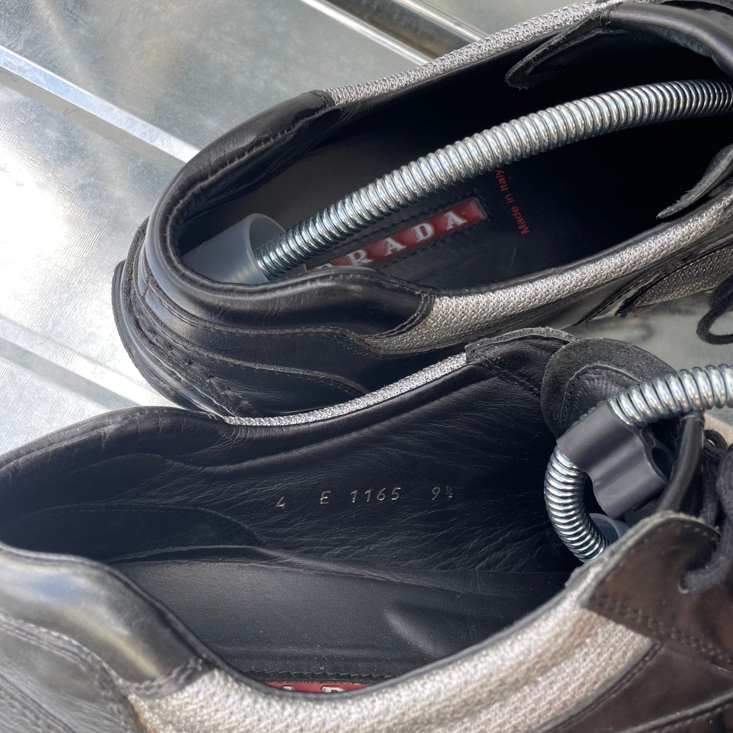 Prada Black & Grey 00s Monte Carlo Leather Trainers