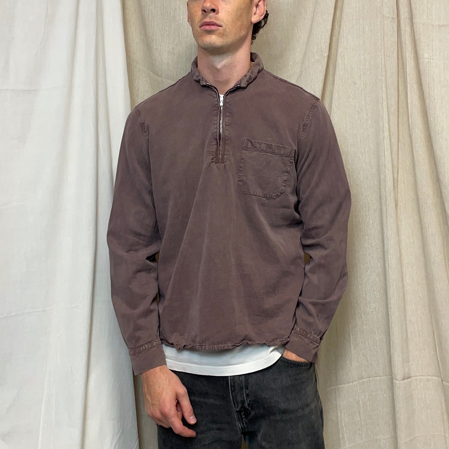 Our Legacy Purple Tencel Shawl Zip Shirt