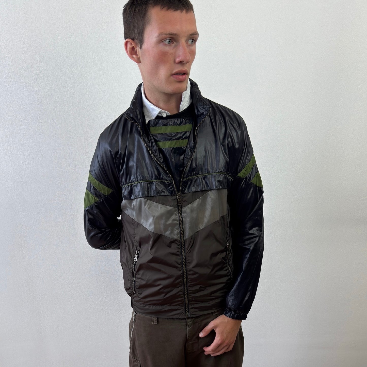 Prada Sport Black, Green & Grey 2008 Translucent Windbreaker