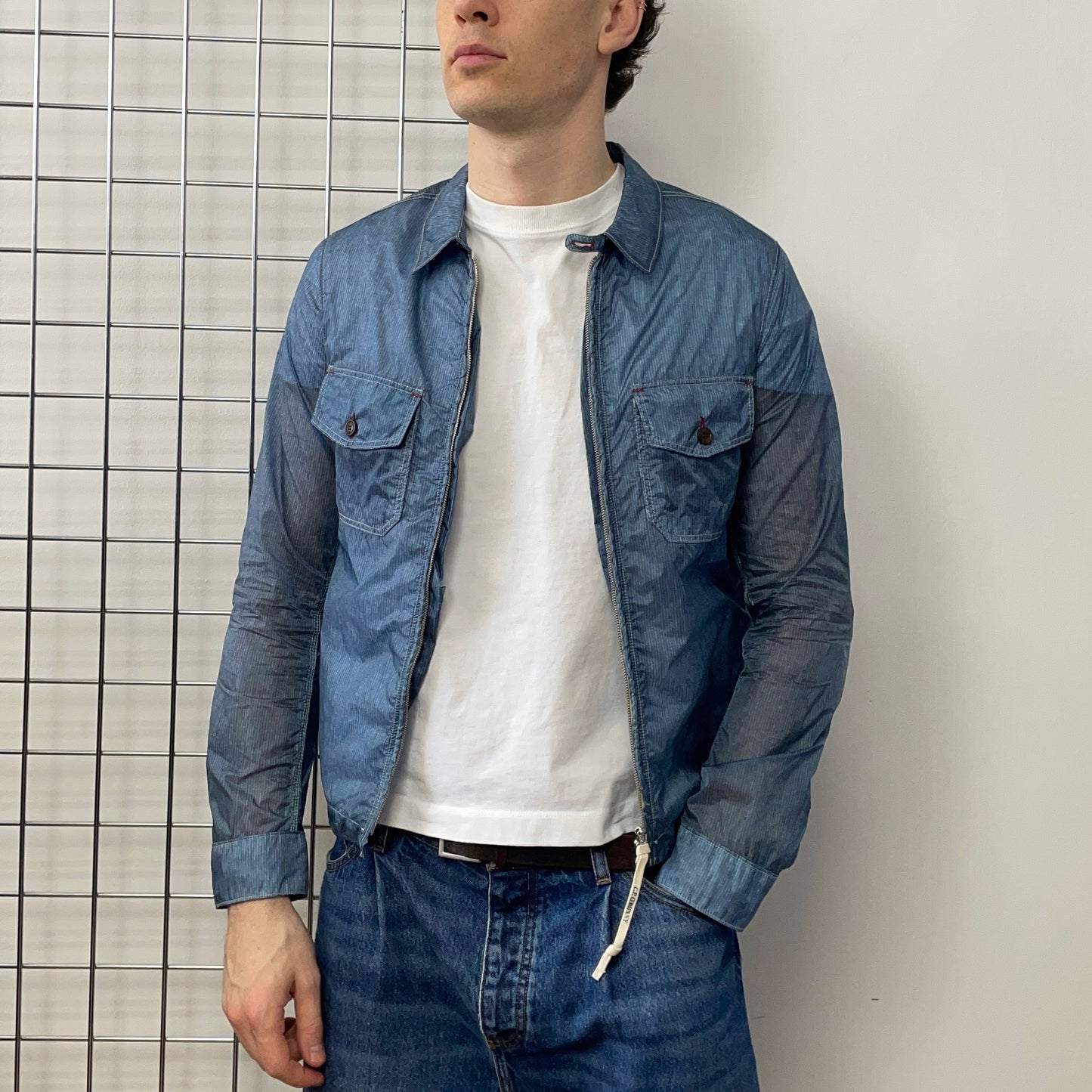 C.P. Company Blue Two-Tone Lightweight Nylon Overshirt