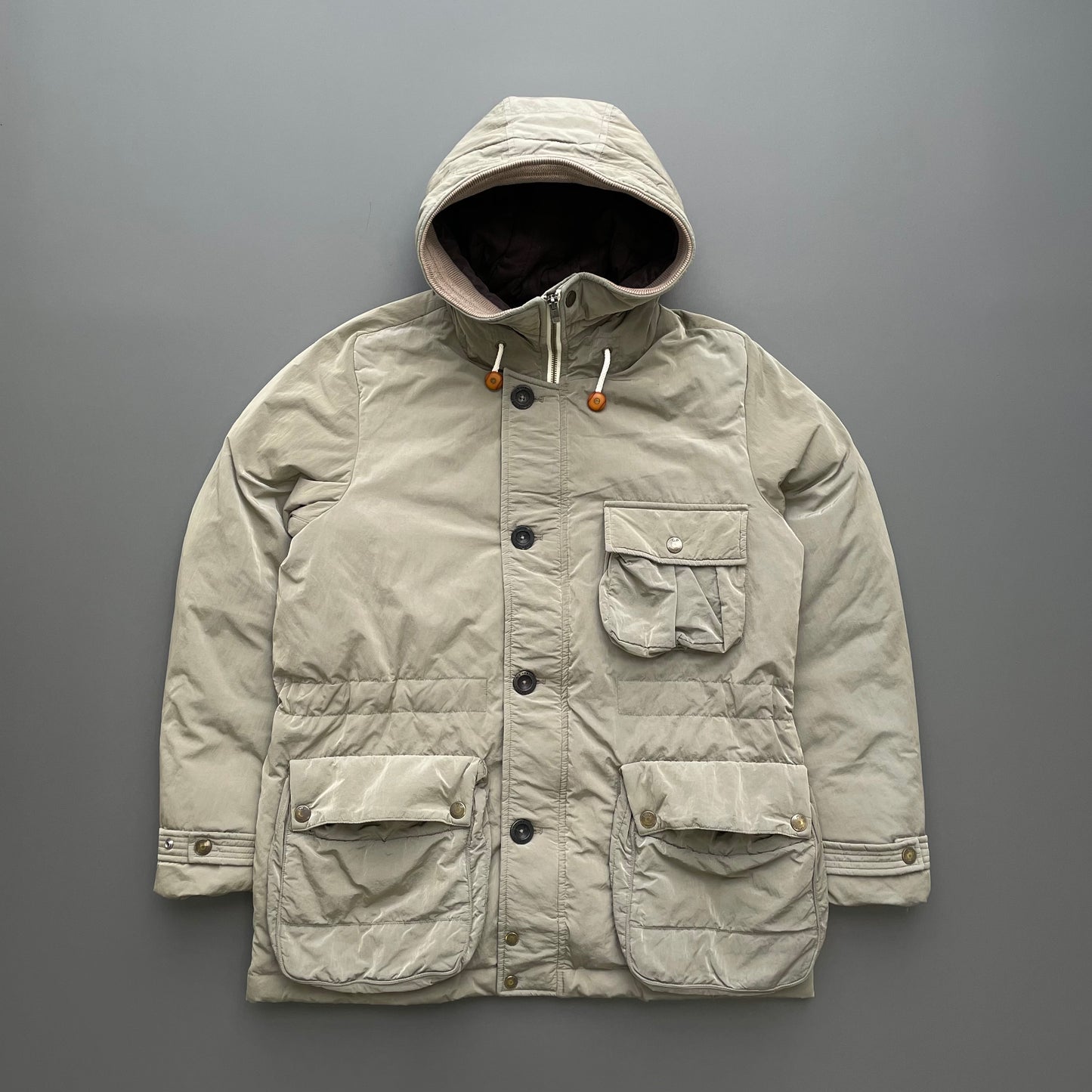 C.P. Company Beige AW10 Chrome Nylon Down Hooded Parka Jacket