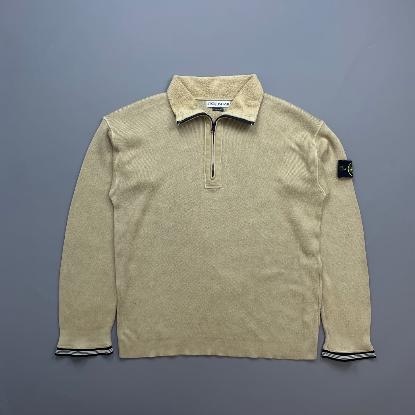 Stone Island Beige Soft Cotton Half-Zip Jumper