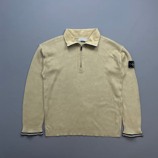 Stone Island Beige Soft Cotton Half-Zip Jumper