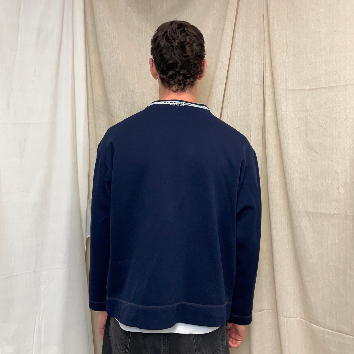 Stone Island Navy SS97 Marina Chest Emblem Jumper