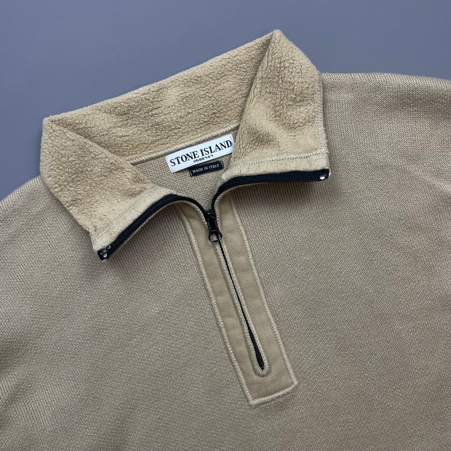 Stone Island Beige Soft Cotton Half-Zip Jumper