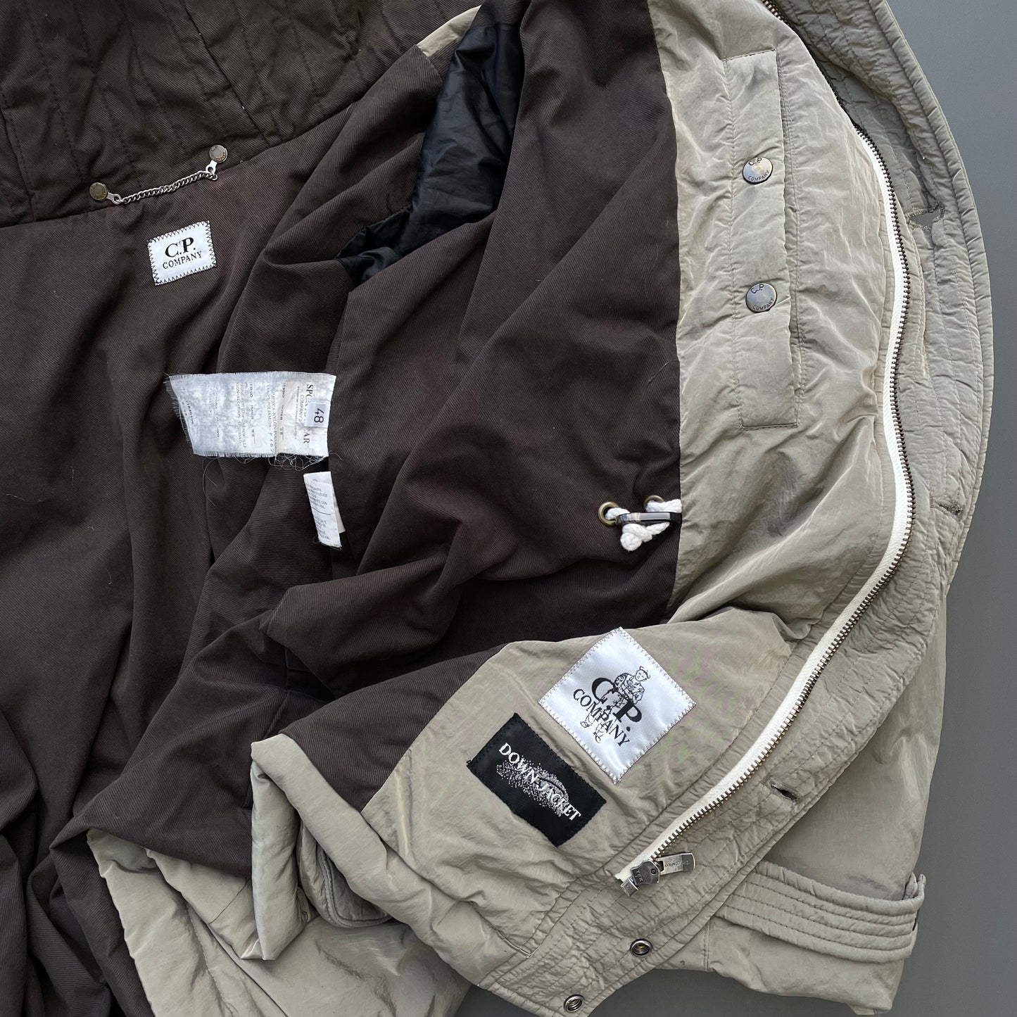 C.P. Company Beige AW10 Chrome Nylon Down Hooded Parka Jacket