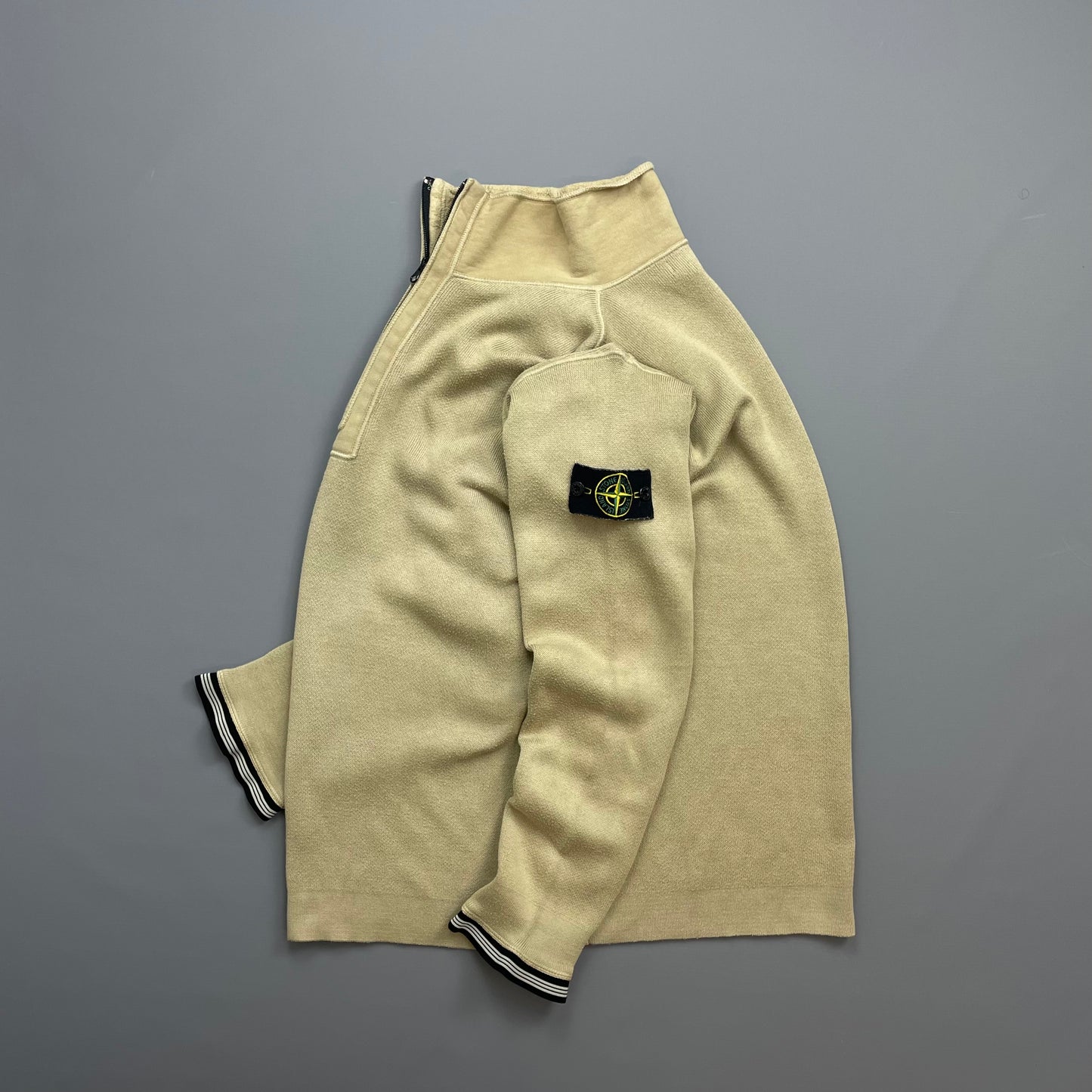 Stone Island Beige Soft Cotton Half-Zip Jumper